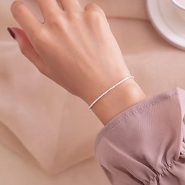 Silver Bracelet for Women Silver Chain Bracelet Sparkling Bracelet Dainty Silver Bracelet for Party Gift's for Mother's Day Girls