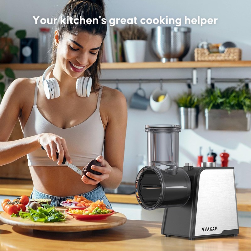 5-In-1 Electric Cheese Grater,300W Salad Maker,Electric Grater for Block Cheese,Kitchen