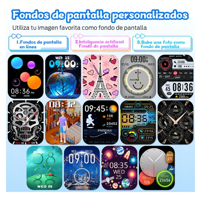 Relojes Inteligentes Smartwatch Para Ninos Pthtechus 1.75 Pantalla Ip68 Con