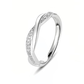 SSKHE Sterling Silver Rings,Adjustable Thumb Rings For Women Girls,Cubic Zirconia Eternity Wedding Promise Ring,Double Infinity Knot Cubic Zirconia Promise Rings For Women,With Jewellery Box