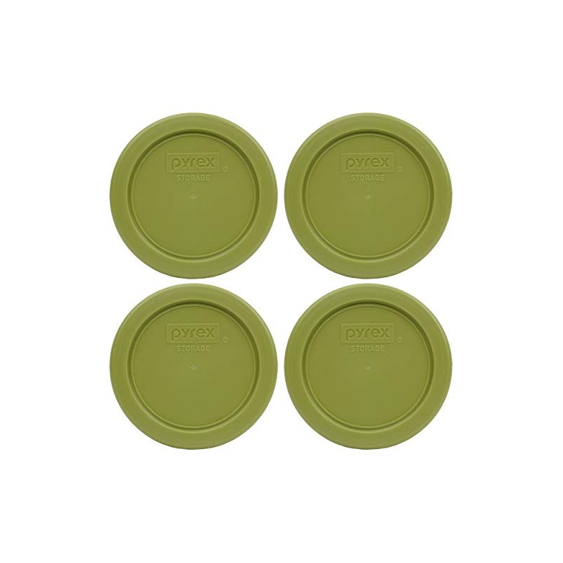 Pyrex 7202-PC 1-Cup Olive Green Food Storage Replacement Lid (4-Pack)