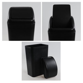 Joyeen cubeta de basura de plástico con tapa oscilante, cubeta de basura de 14 litros, 1 paquete (negro)