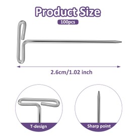 Pack of 100 T Needles Comb Pins for Tensioning Stainless Steel Straight Wig Pins with a Plastic Box T Pins Strong Steel T-Pins for Blocking Wigs Sewing Crafts DIY