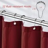 PANGSINNE Elegant Burgundy Fabric Shower Curtain - Waffle Textured Heavy