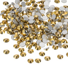 PATIKIL 1600Pcs SS16 Round Flatback Crystal 3.8-4.0-mm Glass Rhinestones Gems Diamonds for DIY Crafts Clothes Shoes Nail Art Decoration, Gold