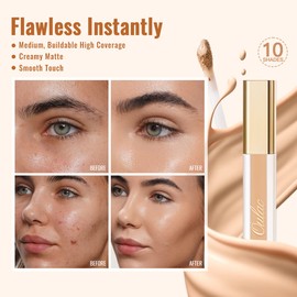 Oluac Concealer Concealer Dark Circles, Natural Matt, Sweat-Resistant, Waterproof, Durable, All Skin Types, Liquid Mineral Concealer, 3.8 ml, Olive