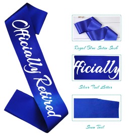 HUBEISIYU Officially Retired Sash, Reitrement Sash for Men and Women Retirement Party Decorations Supplies, Royal Blue + Silver(Officially Retired)