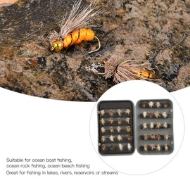 40 Piece Fly Fishing Fly Set, Dry Flies Fishing Flies Artificial Bait Set with Fly Box Fly Trout Bait Fly Fishing Bait with Hooks Fishing Accessories