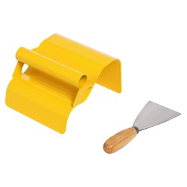 CNCEST Concrete Curbing Trowel, Cement Model Making Tool with Handle and Putty Knife, Stainless Steel Landscape Curb Trowel for Decals, Plastering, Concrete Curbing, Edging (Wave Shape, Yellow)