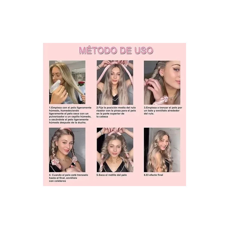 Curly Ondas En Cabello Rizos Seda Sin Calor Tubo2 Scrunchie