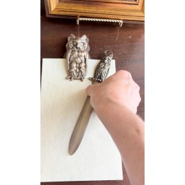 8" Owl Letter Opener, Antiqued Brass