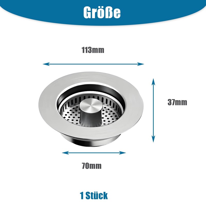 Sink Strainer, Kitchen Sink, Sink Strainer, Suitable for Sink Bore