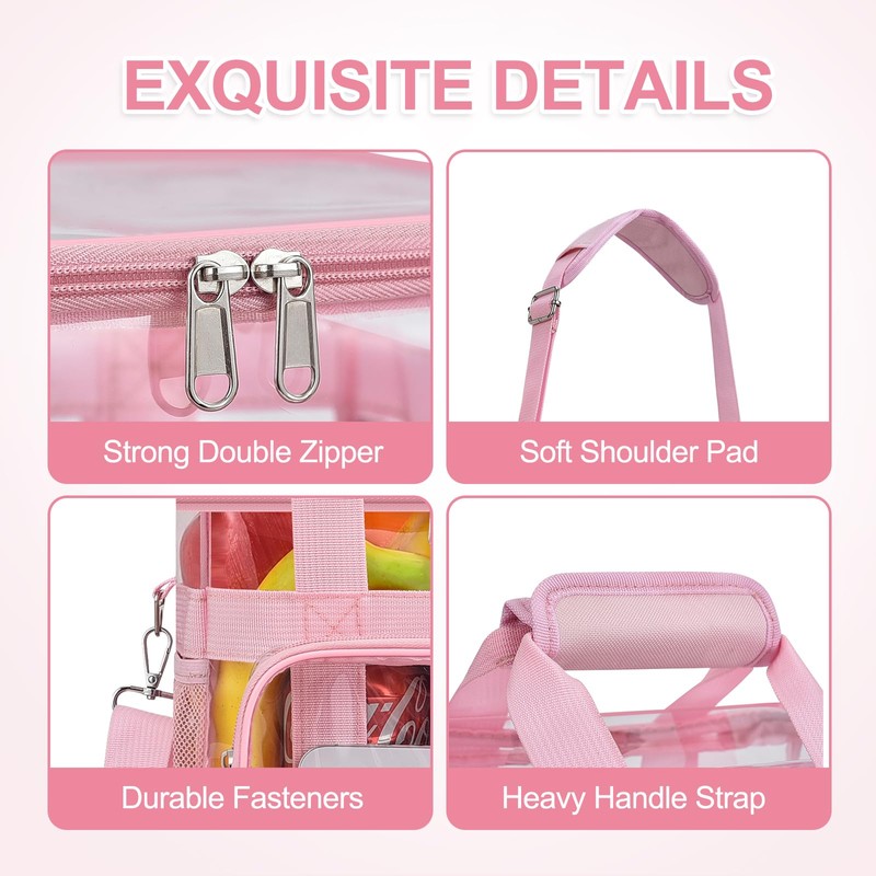 Clear Lunch Bag 10-Can with Adjustable Shoulder Strap for Women/Men,