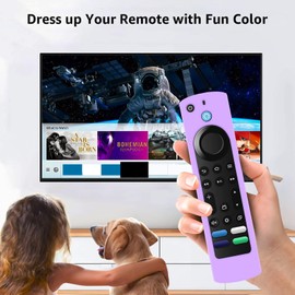 3 Pack Remote Covers Replacement Compatible with Toshiba and Insignia Fire TV Remote, Silicone Sleeve Case for CTRC1US21 NS-RCFNA-21 Glow in The Dark Blue Pink Purple