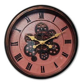 Evursua 15.2 Inch Large Gear Clock Real Gears Moving Wall Clock, Vintage Industrial Steampunk Aesthetics Art Home Decor Clock, Decorative Black Wall Clock for Living Room Decor Home Office