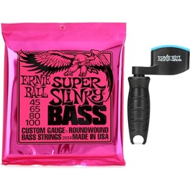 Ernie BallÊ2834 Super Slinky Nickel Wound Electric Bass Guitar Strings with Pegwinder - .045-.100