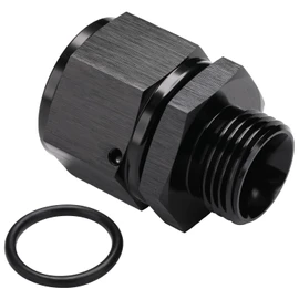 Podavelle 12AN Female Flare Swivel to 10AN -10 ORB Male O-ring Boss Fuel Rail Fitting Adapter Straight Aluminum Black