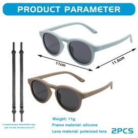 BYZESTY Baby Sunglasses, 0-36 Months, 2 Pairs Children's Sunglasses, Polarised Baby Sunglasses with Strap, Adjustable, Polarised UV400 Protection for Boys and Girls, Blue and mocha colour