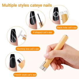 Cat Eye Magnet for Nails, Multifunctional Nail Art Magnet with Wooden Handle for Salon & Home Use, Professional Detachable Strong Tool for Gel Polish & Cat Eye Designs