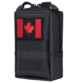 bvya Tactical Molle Pouch Multi-Purpose Compact Waist Pack Water-Resistant Small Utility Pouch with CA Flag Patch for Military Backpack