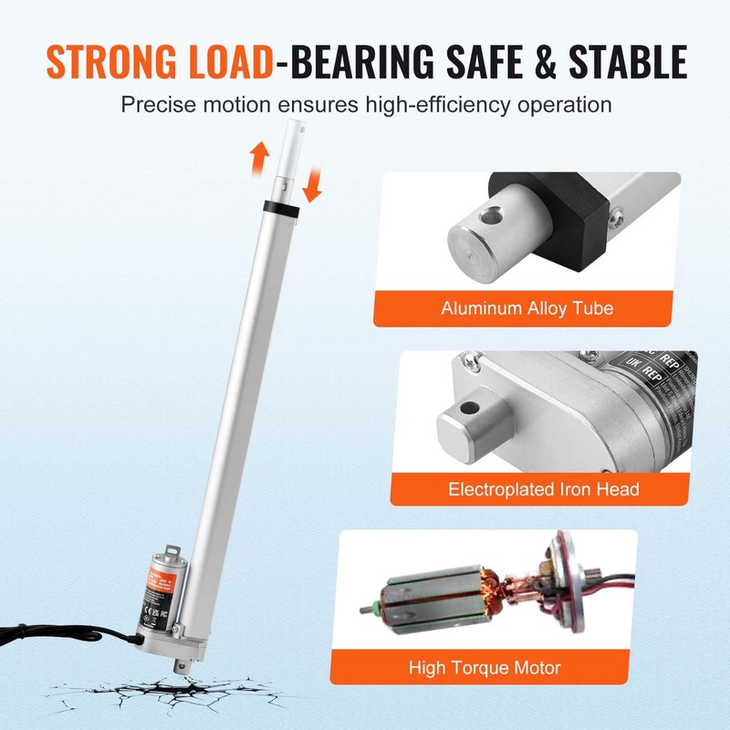 VEVOR Linear Actuator 12V, 18 Inch High Load 330lbs/1500N Linear