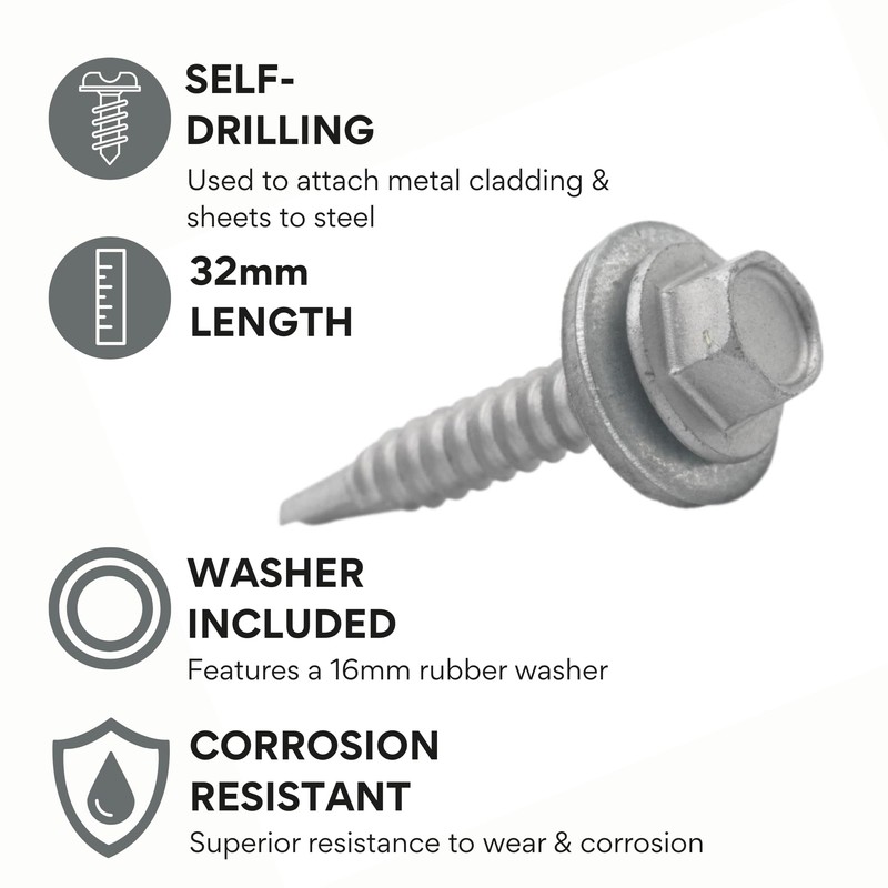 The Flashings Factory Light Section Screws (32mm) - Self Drilling