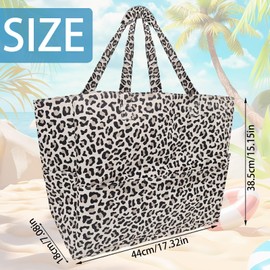 LUKIUP Family Beach Bag, XL Swimming Bag with Mini Swimming Bag, Beach Bag, Shopping Bags for Travel, Shopping and Everyday Use (Black), leopard