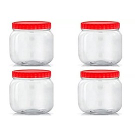 Sunpet J0300 300ml Small Plastic Food Storage Canisters, Red, Pack of 4 x 300 ml