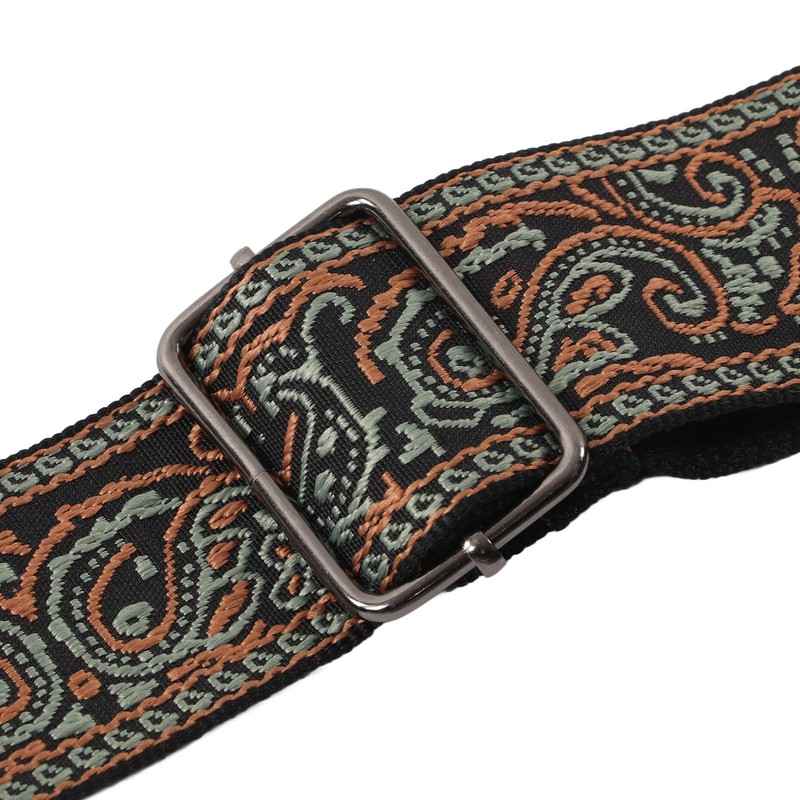 Electric Guitar Strap Adjustable Nylon Embroidered Shoulder Strap with Non