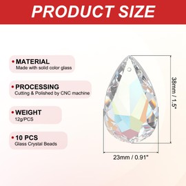 PATIKIL K9 Crystal Teardrop Pendants Oval Beads, 10 Pack 38mm Chandelier Prisms Parts Hanging Beads DIY Lamp for Arts Crafts Decoration, Electroplating Purple