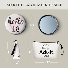 Regalos de cumpleaños número 18 para niñas, regalo de cumpleaños número 18 para hija, bolsa de maquillaje con espejo, regalos para mujeres, cumpleaños, regalo de feliz cumpleaños, regalos para niña de