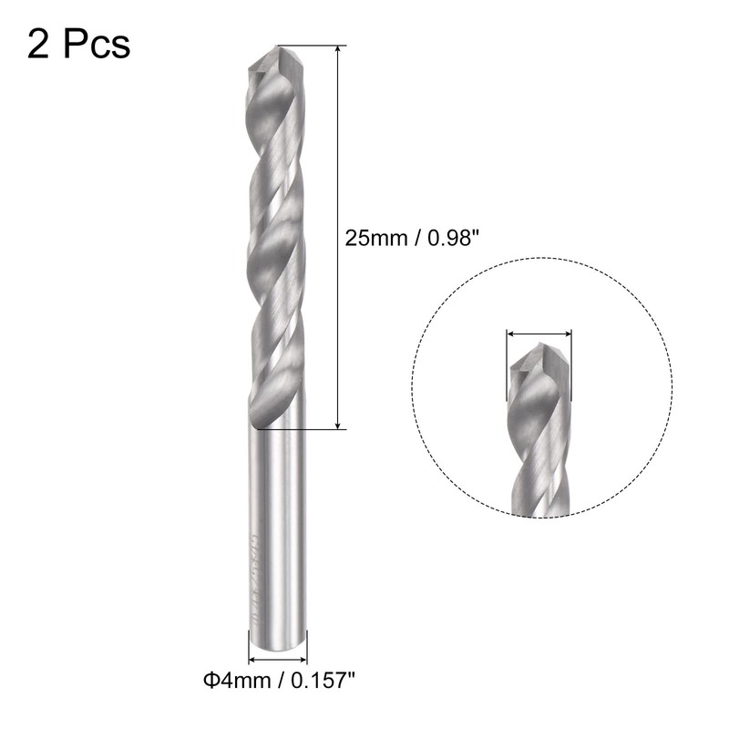 sourcing map Pack of 2 Solid Carbide Drill Bits Spiral