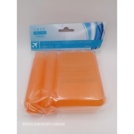 TRUINLINE 1 Travel Set Toothbrush  Soap Holder Combo Bathroom Shower Box Container - Orange