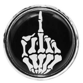 Tornillo de acero inoxidable moleteado para asiento de guardabarros, rosca de 1/4"-20 para Harley 1996-2021 – Calavera pegada en el dedo medio, Cromado