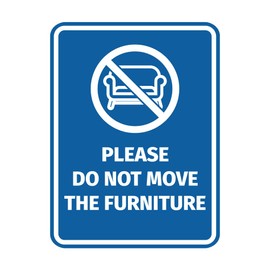 Signs ByLITA Portrait Round Please Do Not Move the Furniture Door or Wall Sign Durable ABS Plastic | Laser Engraved | Easy Installation | Elegant Design | Guesthouse Sign (Blue) - Large