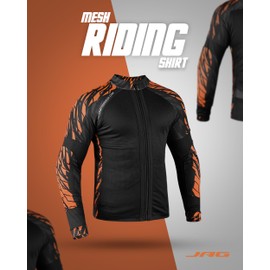 J.A.G. Motorcycle Mesh Shirt for Men with CE Certified Protective Padded Armors | All Season Motorcycle Riding Shirt (US, Alpha, Medium, Regular, Regular, Orange)