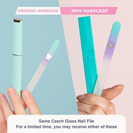 Bona Fide Beauty Czech Glass Nail File with Case, Pastel Green Violet Crystal File for Natural Nails. Nail Care Tool Gifts for Women