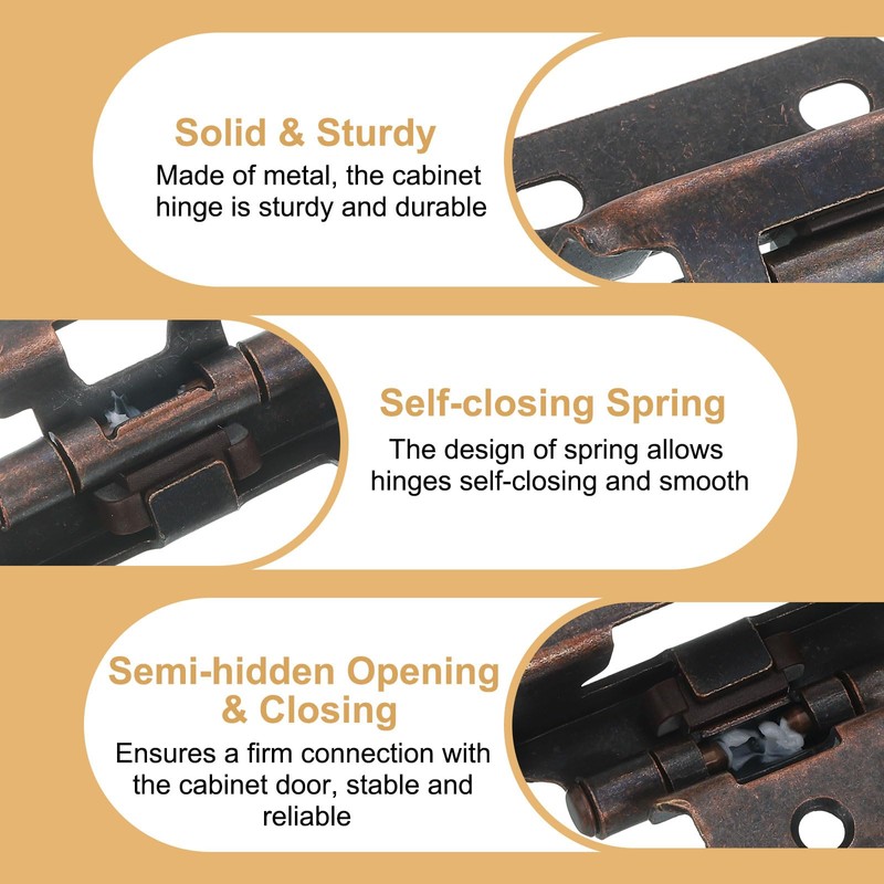 uxcell 10 Pack Self Closing Cabinet Hinges, 1/2" Overlay Cabinet