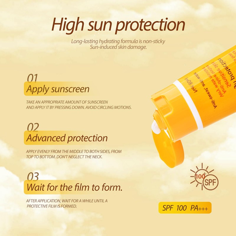 Sonnencreme LSF 100, 80ml Sunscreen SPF 100, Sonnencreme für Gesicht