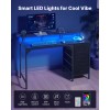 Uimoso 47-Inch Computer Desk with LED Lights, Power Outlets, and