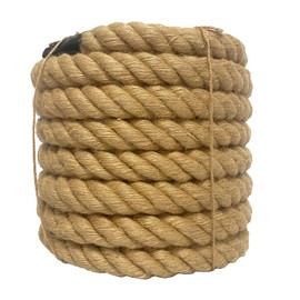 Twisted Manila Rope 1-1/2 Inch x 50 Feet, Nature Jute Ropes,Thick Hemp Rope 1.5inch(38mm) for Landscaping,Railings, Crafts, Sporting, Nautical,Projects and Tie-Downs