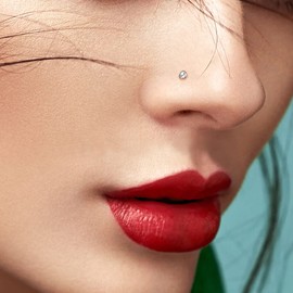 FIFTH CUE Cubic Zirconia Press Fit Nose Bone Stud Titanium IP 316L Surgical Steel, Metal, cubic-zirconia