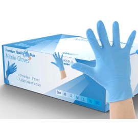 200 Disposable Gloves Extra Large Blue Nitrile Examination Gloves Medical, Food, Care, Mechanical, Industrial, Hair & Beauty, Janitorial, Multipurpose-Powder Free (200 Gloves, Extra Large)