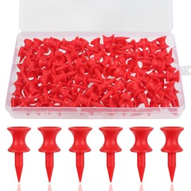 YUFETY 100 Pcs Golf Tees Plastic 32mm Red Castle Golf Tees Highly Visible Durable Small Golf Tees for Winter Golf & Driving Range Training