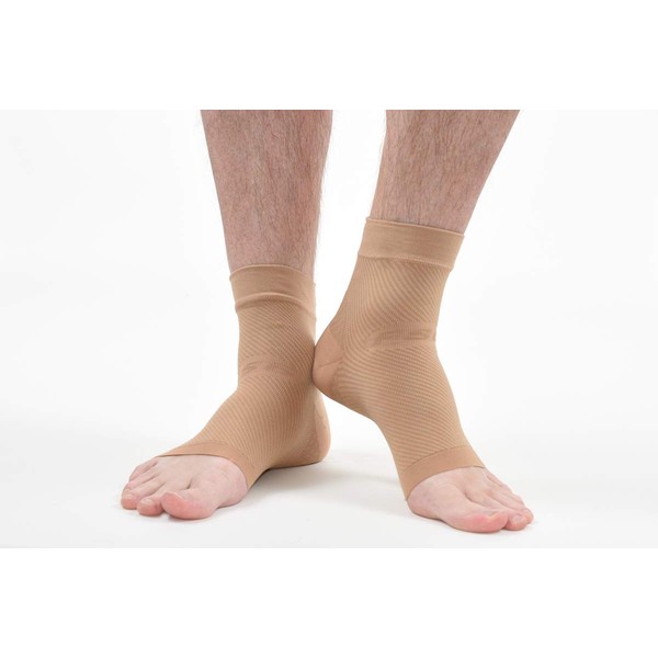 OS1st FS6 Performance Foot Sleeve(s) for Plantar Fasciitis Pain Relief, Heel Pain and Arch Support (M, Pair, Natural)