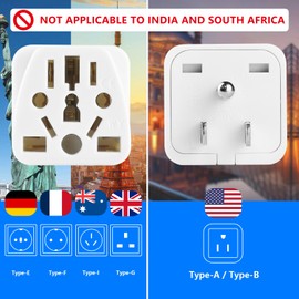 European to US Plug Adapter, UK to US Plugs Adapters, 2 Pack US Plug Adapter, Universal to American Outlet Adapter, EU/UK/AU/CN/JP/Italy/Brazil/European to American Plug Adaptor(Type B), White