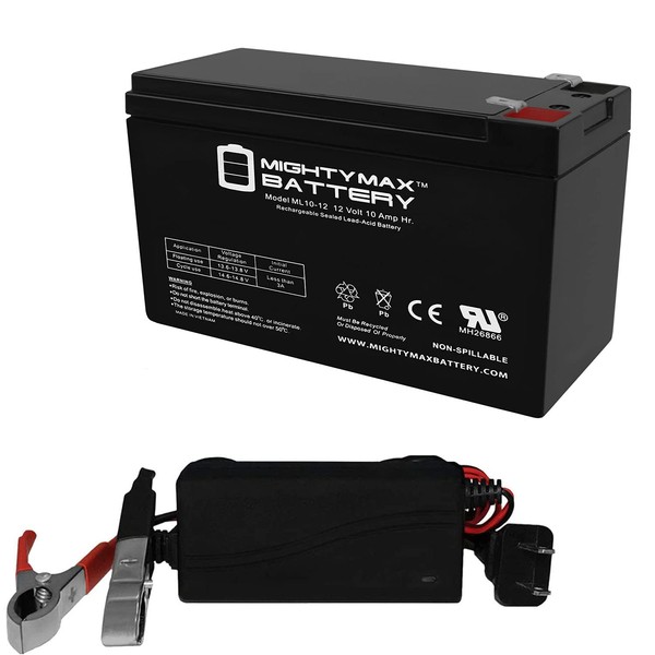 Mighty Max Battery 12V 10AH Battery Replaces Multipurpose Rechargeable + 12V Charger