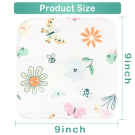 Viviland Baby Washcloths, Super Soft Baby Towels Care for Baby's Sensitive Skin, 24 Pack Kids Body Wash Face Cloth for Baby Gril, Bath Towel for Newborn and Infants, Butterfly Pattern 9 x 9 inch