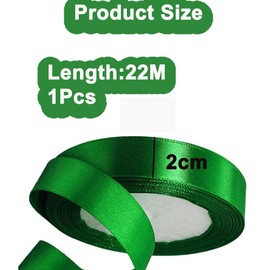 Ribbon for Gift Wrapping Satin Ribbon for Hair Crafting Thin Silk Fabric 25 Yard Sruban Decoratif Ribbon for Crafts Gift Valentine Ribbons (Green, 2cm)