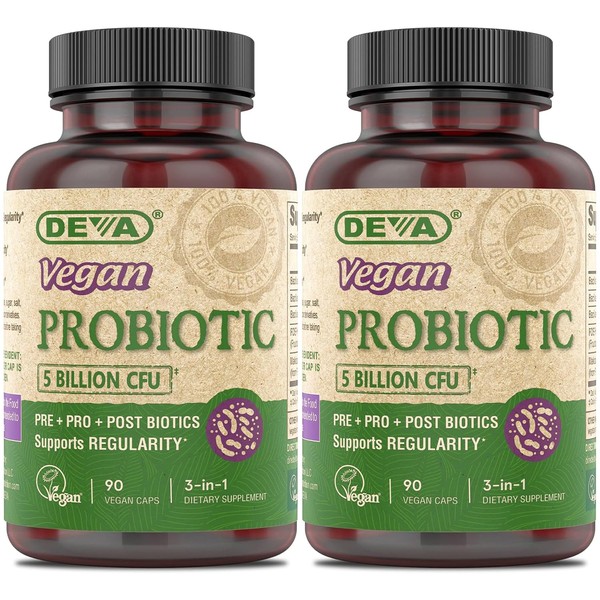 DEVA DEVA Vegan Probiotic, 5 Billion CFU 2-Pack – Dairy-Free